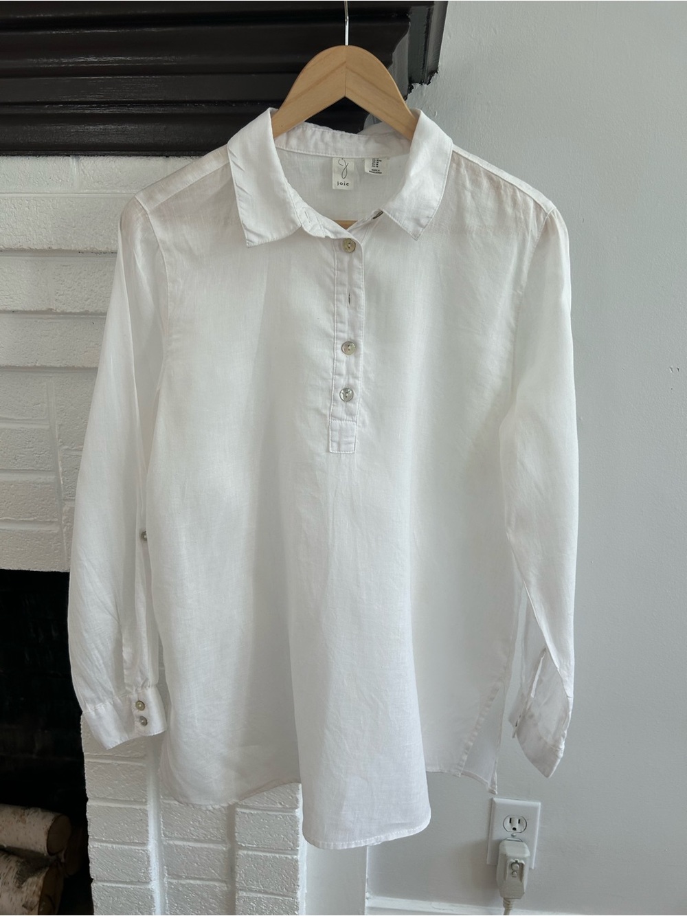 Joie White Linen Blend Casual Tunic Shirt Size L
